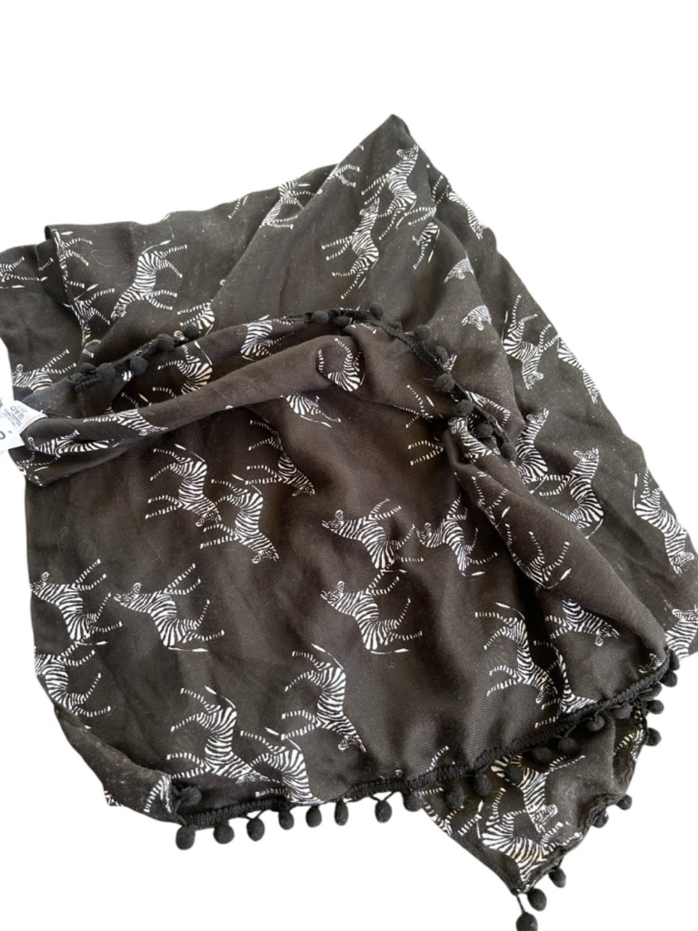 Old Navy Zebra print pom pom whimsigoth scarf new novelty printed witchy